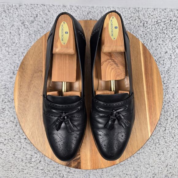 VTG Salvatore Ferragamo Mens 11D Black Leather Casual Brogue Tasseled Loafer main image 12